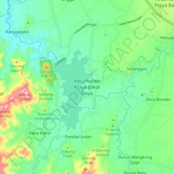 Kecamatan Praya Barat Daya topographic map, elevation, terrain