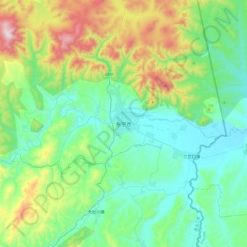 Dongning topographic map, elevation, terrain