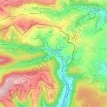 Bargen topographic map, elevation, terrain
