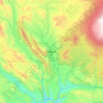 Mendi topographic map, elevation, terrain