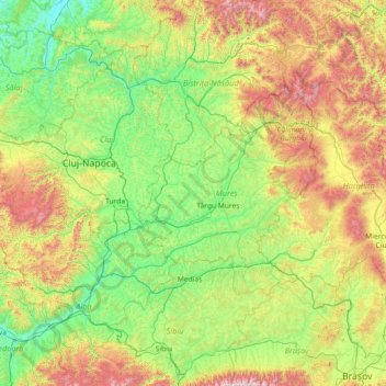 Transylvania topographic map, elevation, terrain