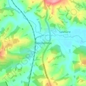 Robertsbridge topographic map, elevation, terrain