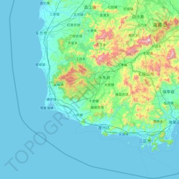 Ledong topographic map, elevation, terrain