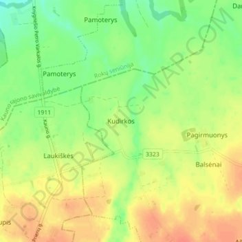 Kudirkos topographic map, elevation, terrain