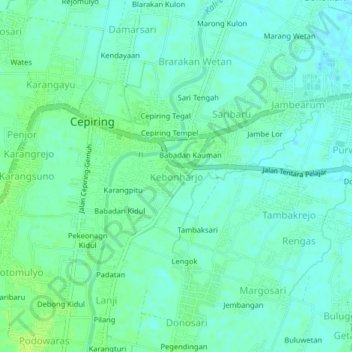 Kebonharjo topographic map, elevation, terrain