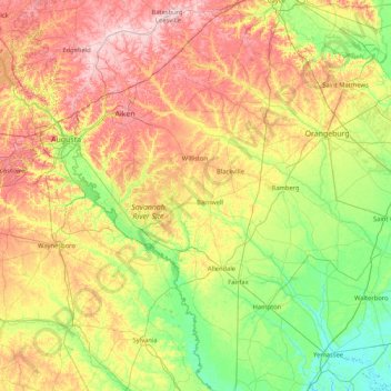 Barnwell topographic map, elevation, terrain