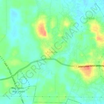 Air Batu topographic map, elevation, terrain