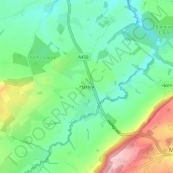 Harley topographic map, elevation, terrain