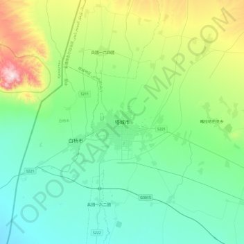 Tacheng/Sawesek topographic map, elevation, terrain