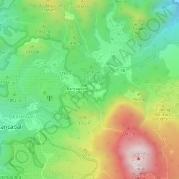 Cimanggu topographic map, elevation, terrain