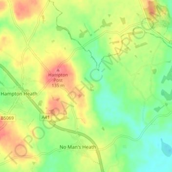 Hampton Green topographic map, elevation, terrain