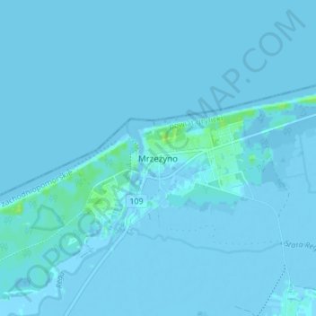 Mrzeżyno topographic map, elevation, terrain