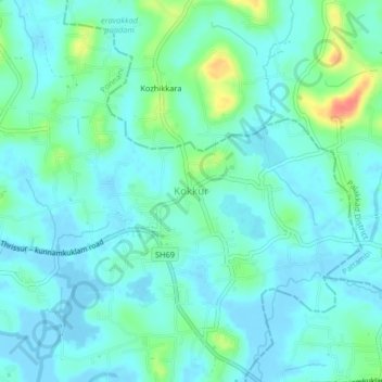 Kokkur topographic map, elevation, terrain