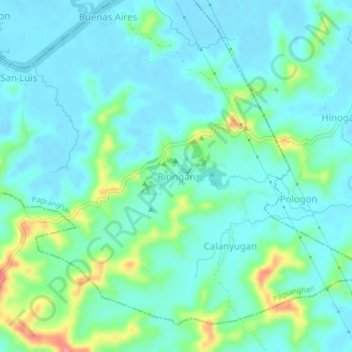 Biringan topographic map, elevation, terrain