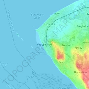 West Kirby topographic map, elevation, terrain