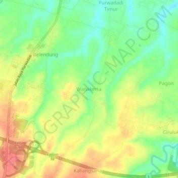 Wanakerta topographic map, elevation, terrain