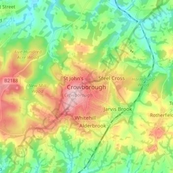 Crowborough topographic map, elevation, terrain