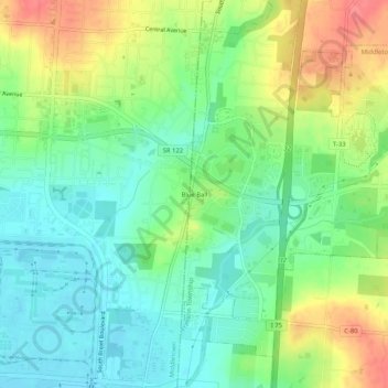 Blue Ball topographic map, elevation, terrain