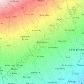 Kemalang topographic map, elevation, terrain