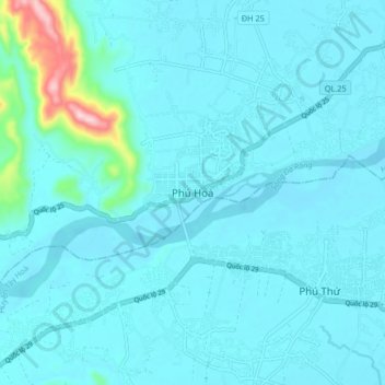 Phú Hoà topographic map, elevation, terrain