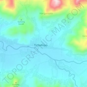 Tirtomoyo topographic map, elevation, terrain