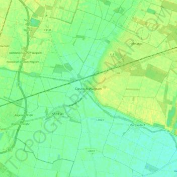 Deutsch-Wagram topographic map, elevation, terrain