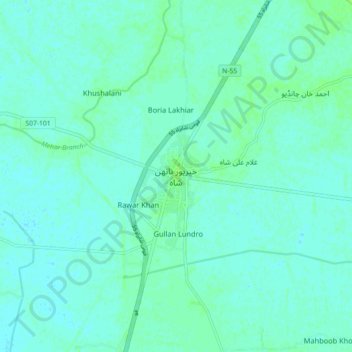 Khairpur Nathan Shah topographic map, elevation, terrain