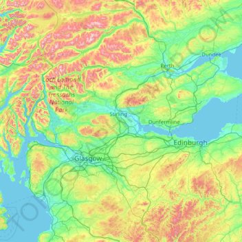 Stirlingshire topographic map, elevation, terrain