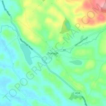 Donagh topographic map, elevation, terrain