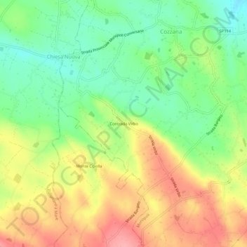 Contrada Virbo topographic map, elevation, terrain
