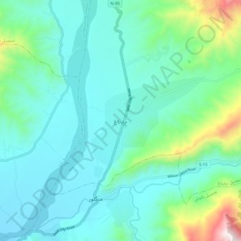 Charbagh topographic map, elevation, terrain