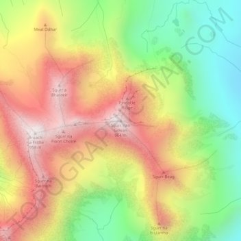 Sgùrr nan Gillean topographic map, elevation, terrain