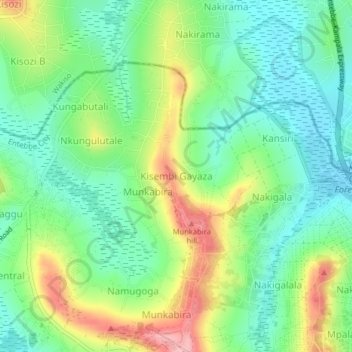 Kisembi Gayaza topographic map, elevation, terrain