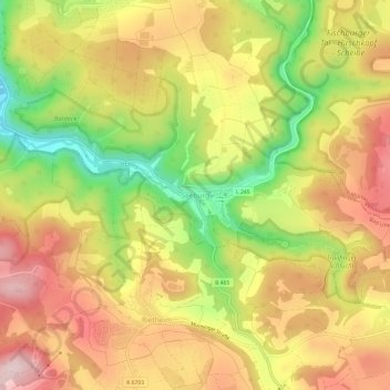 Seeburg topographic map, elevation, terrain