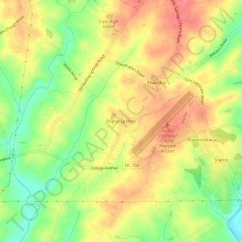 Poplar Springs topographic map, elevation, terrain