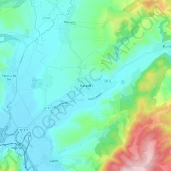 Baraolt topographic map, elevation, terrain