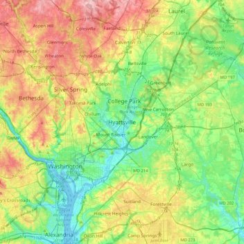 Hyattsville topographic map, elevation, terrain