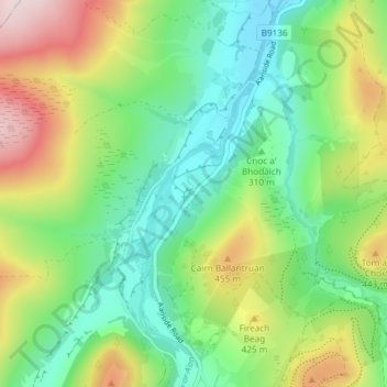 Ballantruan topographic map, elevation, terrain