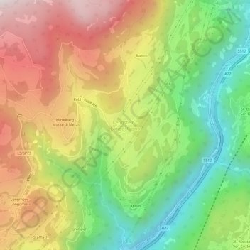 Lengstein - Longostagno topographic map, elevation, terrain