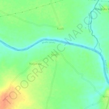 Kudli topographic map, elevation, terrain