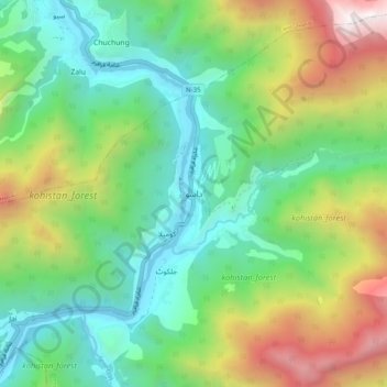 Dassu topographic map, elevation, terrain