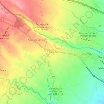 El Pochote topographic map, elevation, terrain