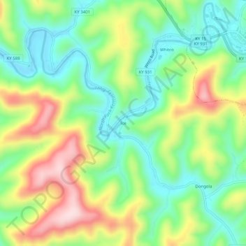 Ice topographic map, elevation, terrain