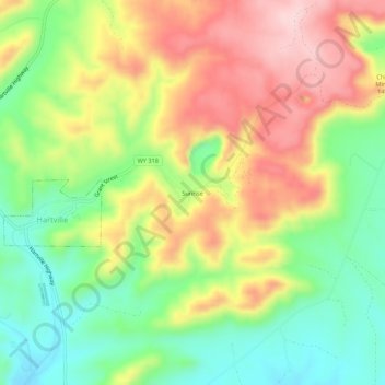 Sunrise topographic map, elevation, terrain