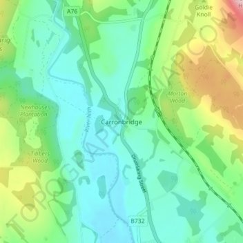 Carronbridge topographic map, elevation, terrain