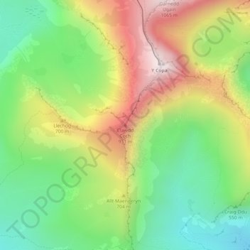 Clawdd Coch topographic map, elevation, terrain