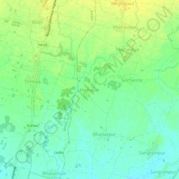 Harkapur topographic map, elevation, terrain