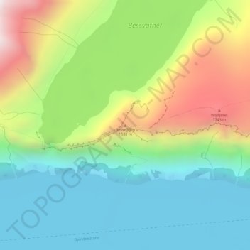 Besseggen topographic map, elevation, terrain