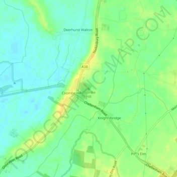 Coombe Hill topographic map, elevation, terrain