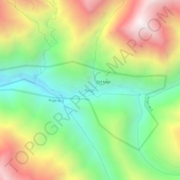 Kugti topographic map, elevation, terrain